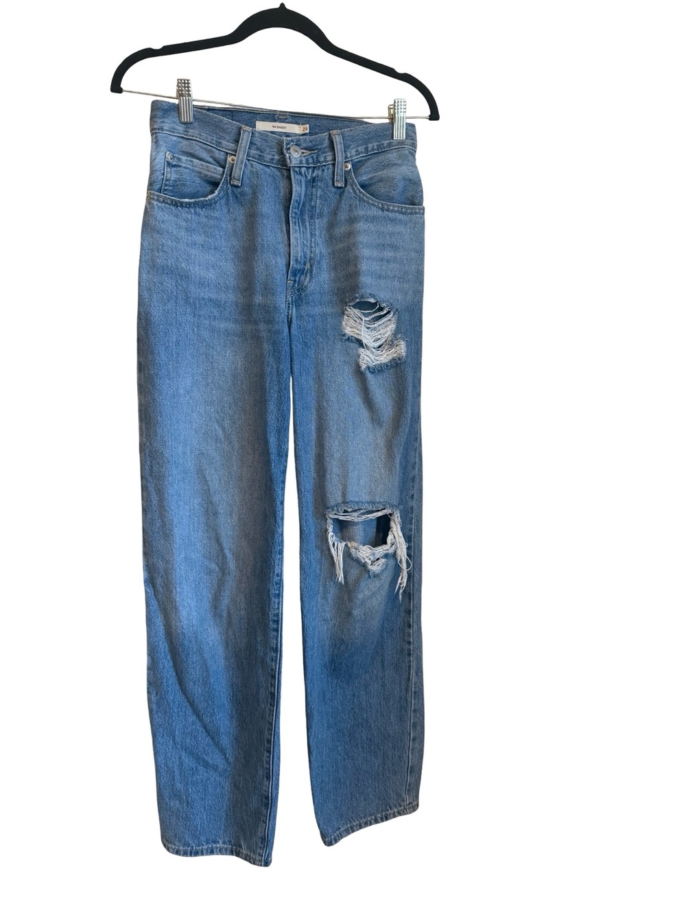Levi’s ’94 Baggy Distressed Jeans Size 24 Medium Wash Ripped Denim